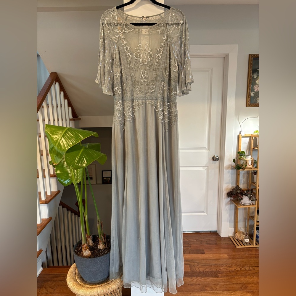 ASOS Light Blue Beaded & Sequined Maxi Dress - Size 12